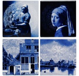 Heinen-Delfts-Blauw-Onderzetters-Vermeer-delfts-blauw-Set-van-4-stuks